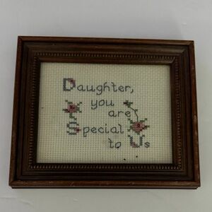 Vintage Framed Cross-Stitch Art “Daughter You Are Special To Us”6”x5”Home Accent